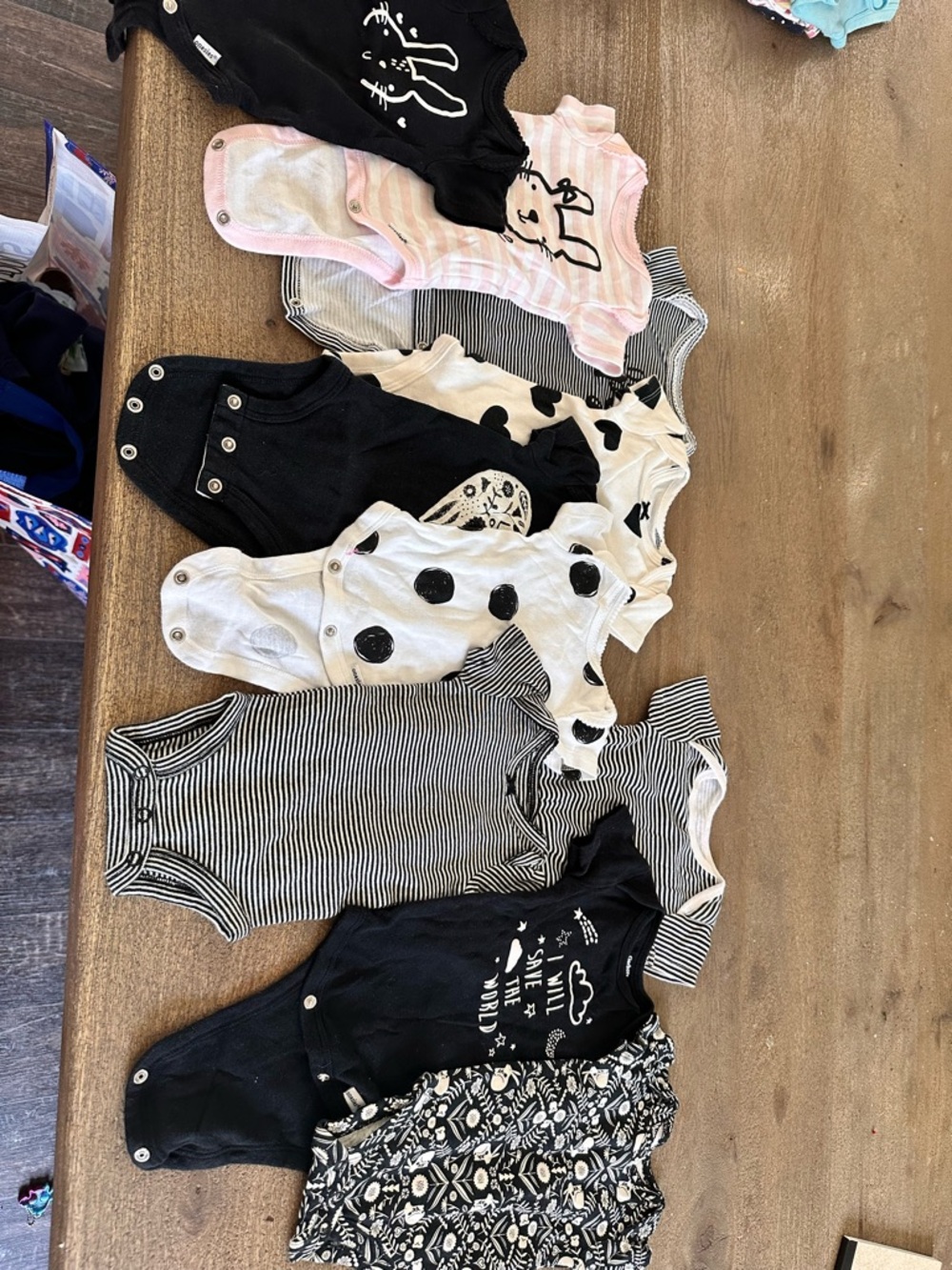 Carter's Baby One-Piece Bodysuit Lot in Black, White, Pink
